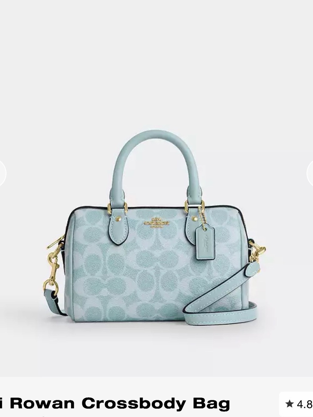 Coach Mini Rowan Light powder Blue Signature Satchel with Gold Hardware